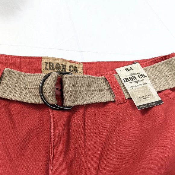 Iron Company NWT Salmon Red Shorts w/ Tan Belt - Picture 3 of 8